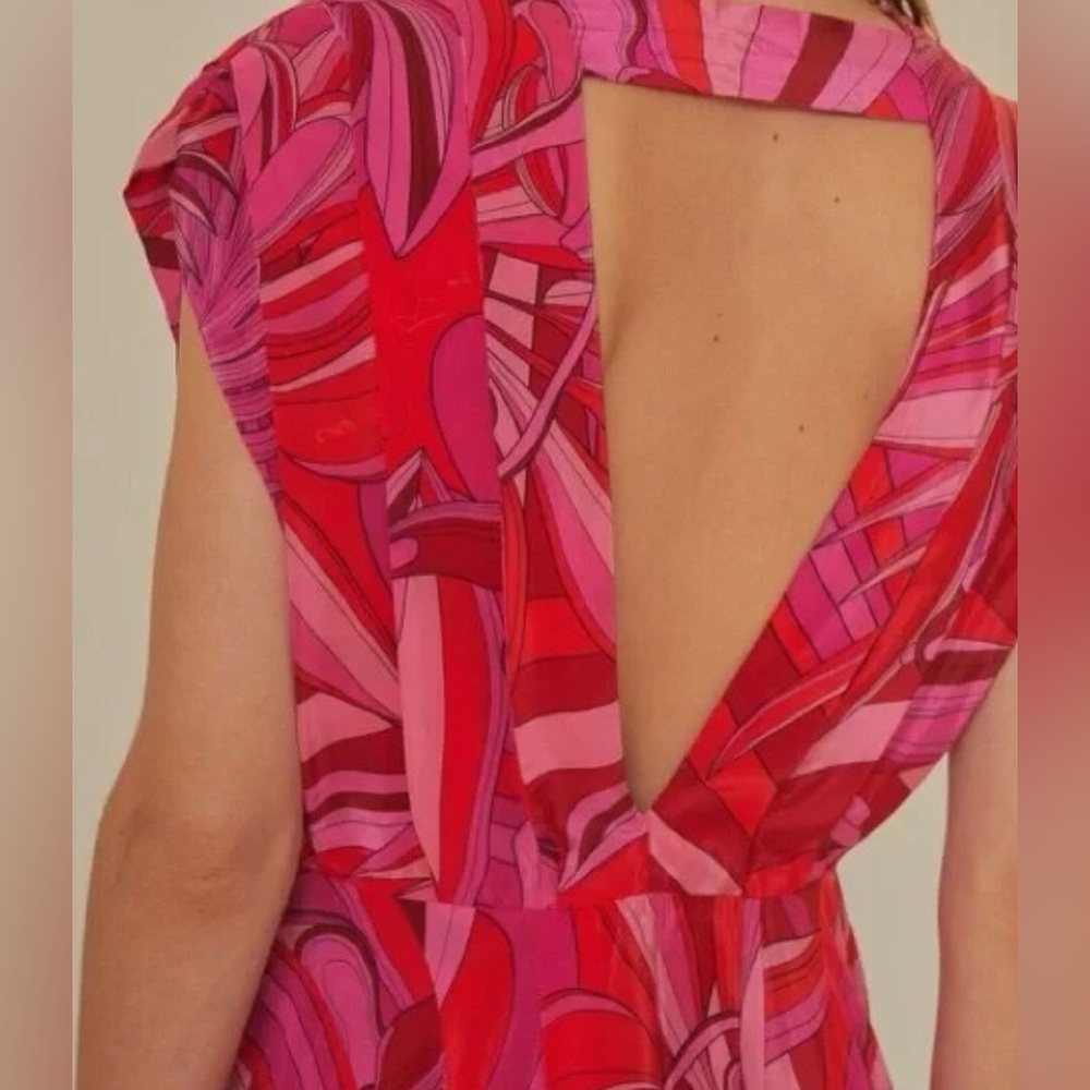 Farm Rio Endless Summer Deep V Midi Patterned Dress - Picture 3 of 6